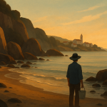 Allein am Strand – Illustration