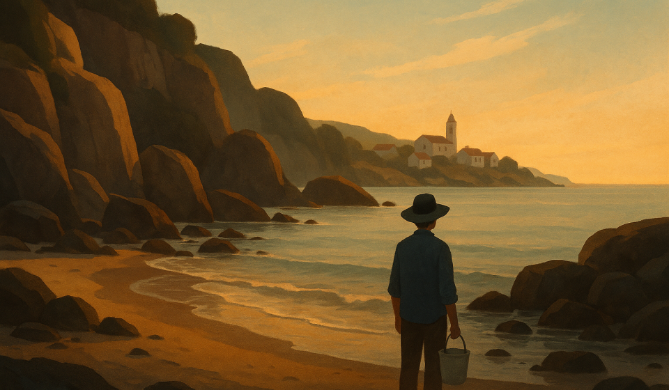 Allein am Strand – Illustration