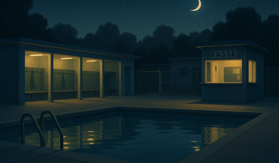 Das Freibad um Mitternacht – Illustration