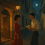 Der Ventilator und die Sterne Sommernacht in Sevilla – Illustration