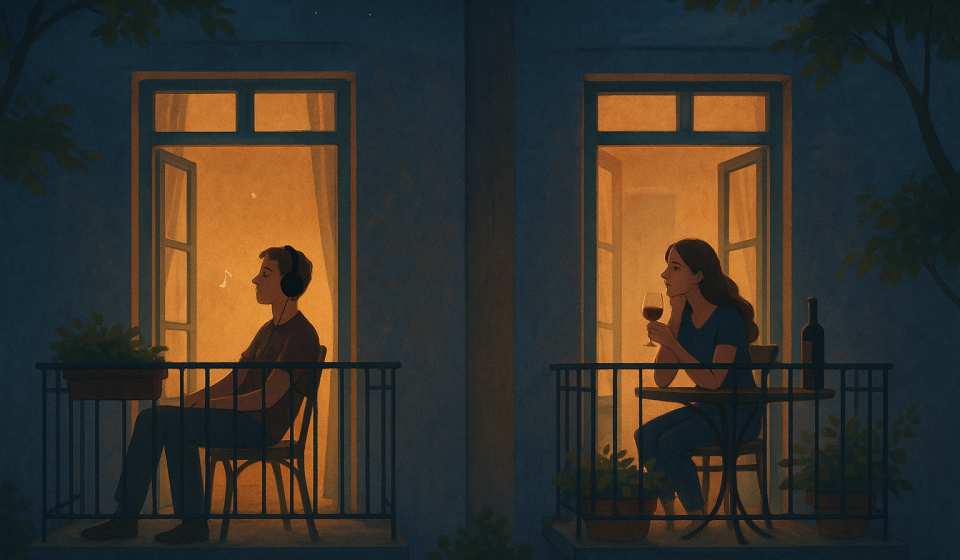 Wein und offene Fenster – Illustration