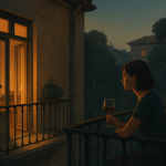 Wein und offene Fenster Wein und offene Fenster – Illustration