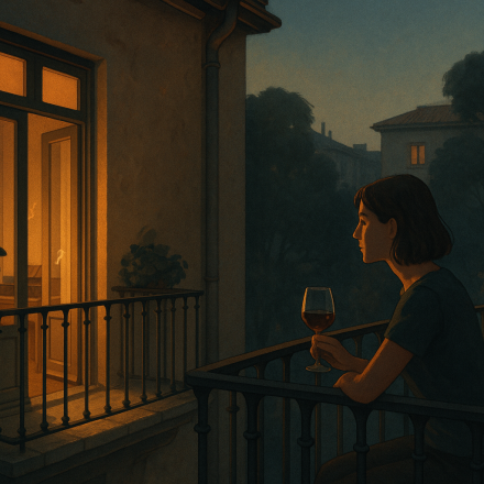 Wein und offene Fenster – Illustration