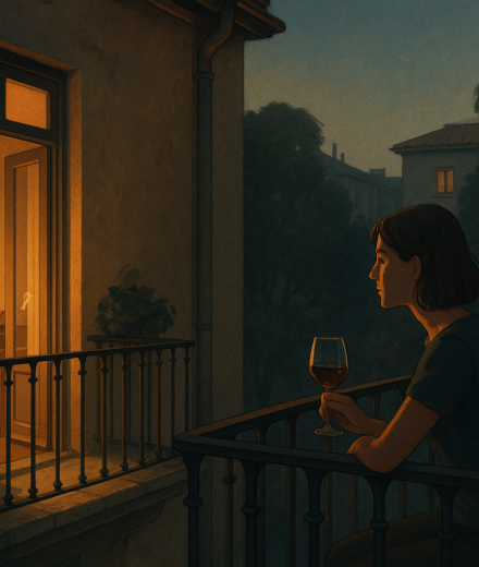 Wein und offene Fenster – Illustration