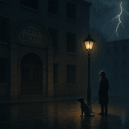 Das Archiv in der Gewitternacht – Illustration