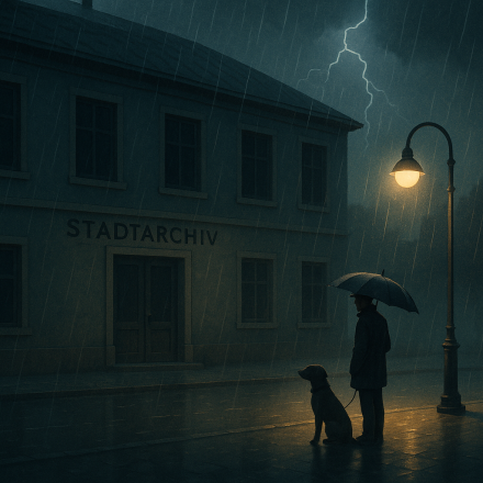 Das Archiv in der Gewitternacht – Illustration