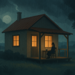 Die Deadline vor dem Gewitter Das Ferienhaus vor dem Gewitter – Illustration