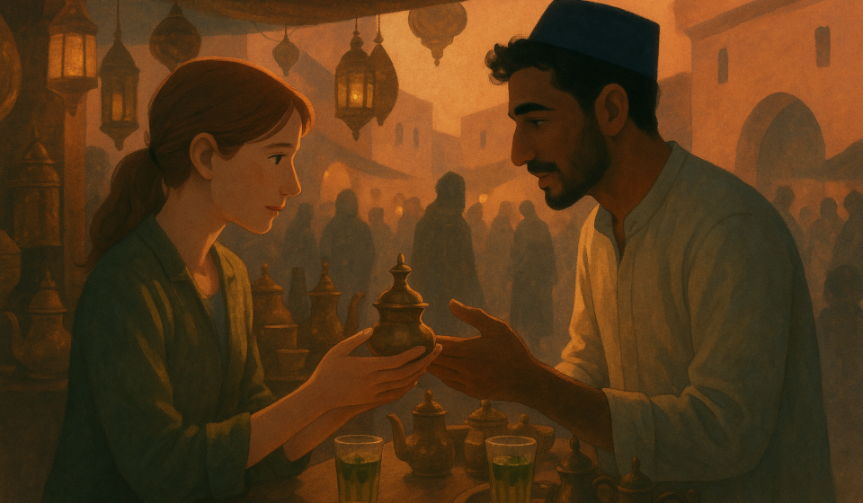 Der Markt in Marrakesch – Illustration