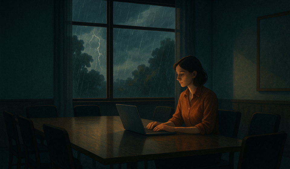 Die Deadline vor dem Gewitter – Illustration