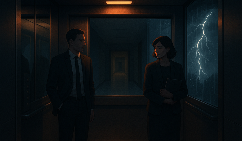 Im Lift während des Gewitters – Illustration
