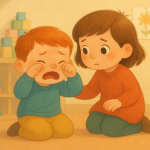 Der Windige Festtag Zwei Kinder, eine Wolke – Illustration