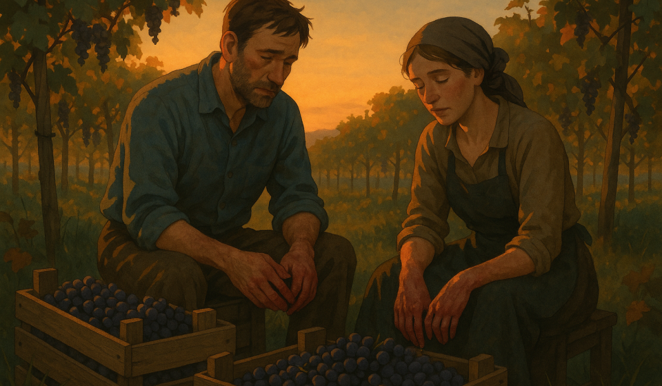 Der Weinlese-Kuss – Illustration