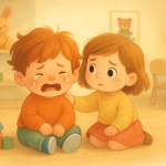 Kastaniensammeln zu zweit – Illustration