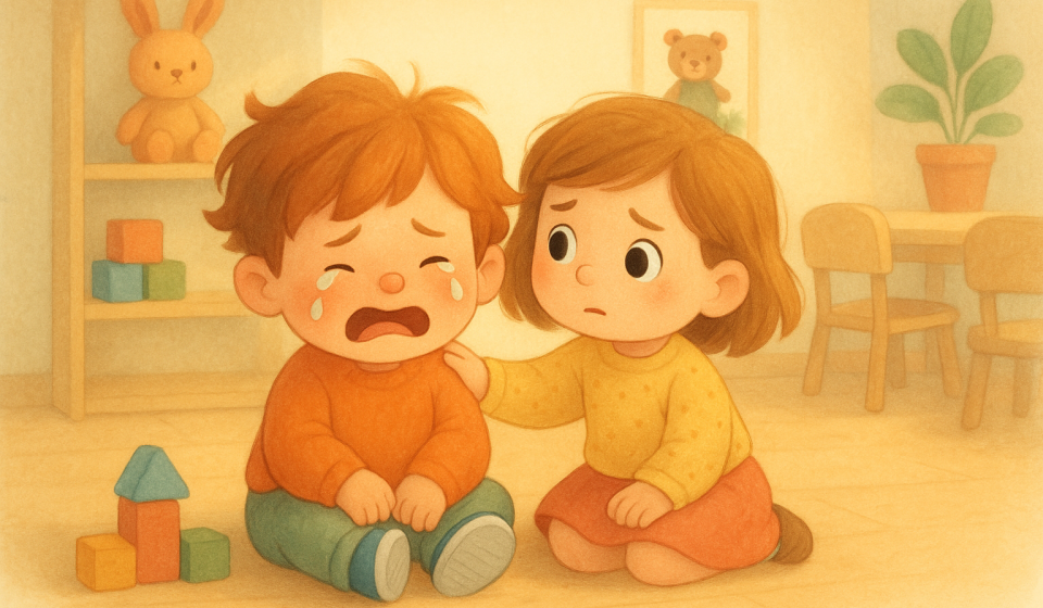 Kastaniensammeln zu zweit – Illustration