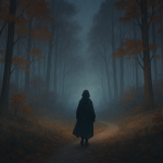 Waldspaziergang im Nebel – Illustration