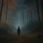 Waldspaziergang im Nebel – Illustration